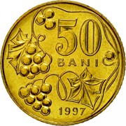 Moldova 50 Bani 1997 KM# 10 Decimal Coinage 50 BANI 2003 coin reverse Moldova 50 Bani 1997 KM# 10 Decimal Coinage 50 BANI 2003 coin reverse