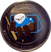 Canada 50 Cents Quatchi Ice Hockey 2010 KM# 965 50 CENTS VANCOUVER 2010 TM/MC coin reverse Canada 50 Cents Quatchi Ice Hockey 2010 KM# 965 50 CENTS VANCOUVER 2010 TM/MC coin reverse