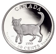 Canada 50 Cents Tonkinese 1999 Proof KM# 336 CANADA JAC 1999 TONKINESE 50 CENTS TONKINOIS coin reverse