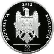 Moldova 50 Lei 175th Birth aniversary of raconteur Ion Creanga 2012 Proof KM# 72 2012 REPUBLICA MOLDOVA 50 LEI coin obverse Moldova 50 Lei 175th Birth aniversary of raconteur Ion Creanga 2012 Proof KM# 72 2012 REPUBLICA MOLDOVA 50 LEI coin obverse