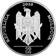 Moldova 50 Lei Grigore Vieru 2010 Proof KM# 60 2010 REPUBLICA MOLDOVA 50 LEI coin obverse