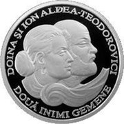 Moldova 50 Lei Singer duo Doina and Ion Aldea-Teodorovici 2010 Proof KM# 56 DOINA ȘI ION ALDEA-TEODOROVICI DOUĂ INIMI GEMENE coin reverse