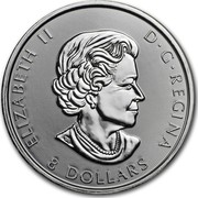 Canada 8 Dollars Grizzly Bear 2017 ELIZABETH II D. G. REGINA 8 DOLLARS coin obverse Canada 8 Dollars Grizzly Bear 2017 ELIZABETH II D. G. REGINA 8 DOLLARS coin obverse