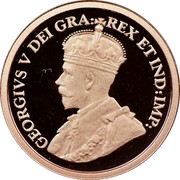 Canada Cent George V 1935-2010 Proof KM# 1023 GEORGIVS V DEI GRA REX ET IND:IMP: coin obverse Canada Cent George V 1935-2010 Proof KM# 1023 GEORGIVS V DEI GRA REX ET IND:IMP: coin obverse