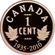 Canada Cent George V 1935-2010 Proof KM# 1023 CANADA 1 CENT 1935-2010 coin reverse Canada Cent George V 1935-2010 Proof KM# 1023 CANADA 1 CENT 1935-2010 coin reverse