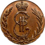 Russia Denga Catherine II 1777 КМ C# 2 Е II coin obverse Russia Denga Catherine II 1777 КМ C# 2 Е II coin obverse
