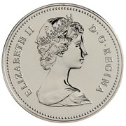 Canada Dollar Arctic Territories Centennial 1980 Specimen KM# 128 ELIZABETH II D ∙ G ∙ REGINA coin obverse Canada Dollar Arctic Territories Centennial 1980 Specimen KM# 128 ELIZABETH II D ∙ G ∙ REGINA coin obverse