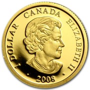 Canada Dollar Louis d'Or Aux Deux L 2008 Proof KM# 834 1 DOLLAR CANADA ELIZABETH II coin obverse Canada Dollar Louis d'Or Aux Deux L 2008 Proof KM# 834 1 DOLLAR CANADA ELIZABETH II coin obverse