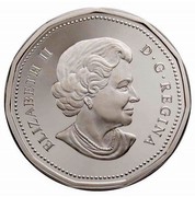 Canada Dollar Olympics Lucky Loonie 2004 Proof KM# 513a ELIZABETH II D ∙ G ∙ REGINA coin obverse