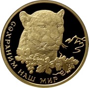 Russia Fifty Roubles Southwest Asian Leopard 2011 ММД Proof; Moscow Mint СОХРАНИМ НАШ МИР coin reverse