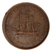 Canada Half Penny New Brunswick Token 1854 KM# 3 ∙ NEW BRUNSWICK ∙ HALF PENNY CURRENCY coin reverse Canada Half Penny New Brunswick Token 1854 KM# 3 ∙ NEW BRUNSWICK ∙ HALF PENNY CURRENCY coin reverse