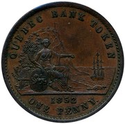 Canada One Penny Quebec Bank Token 1852 KM# Tn21 QUEBEC BANK TOKEN 1852 ONE PENNY coin reverse