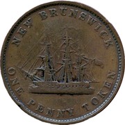 Canada One Penny Token New Brunswick 1843 KM# 2 ∙ NEW BRUNSWICK ∙ ONE PENNY TOKEN coin reverse Canada One Penny Token New Brunswick 1843 KM# 2 ∙ NEW BRUNSWICK ∙ ONE PENNY TOKEN coin reverse