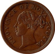 Canada One Penny Token Victoria 1840 KM# 4 PROVINCE OF NOVA SCOTIA coin obverse Canada One Penny Token Victoria 1840 KM# 4 PROVINCE OF NOVA SCOTIA coin obverse