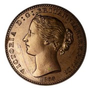 Canada One Penny Token Victoria 1856 Proof KM# 6a VICTORIA D: G: BRITANNIAR: REG: F: D: 1856 coin obverse Canada One Penny Token Victoria 1856 Proof KM# 6a VICTORIA D: G: BRITANNIAR: REG: F: D: 1856 coin obverse