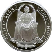 UK Ten Pounds Diamond Jubilee 2012 Proof DILECTA REGNO MCMLII - MMXII coin reverse UK Ten Pounds Diamond Jubilee 2012 Proof DILECTA REGNO MCMLII - MMXII coin reverse
