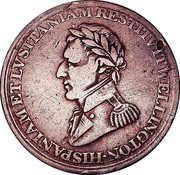 Canada 1/2 Penny Token (Wellington) HISPANIAM ET LVSITANIAM RESTITVT WELLINGTON coin obverse Canada 1/2 Penny Token (Wellington) HISPANIAM ET LVSITANIAM RESTITVT WELLINGTON coin obverse