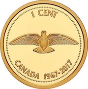 Canada 1 Cent 1967 Centennial - Rock Dove 2017 Proof with Gold-Plating 1 CENT CANADA 1967-2017 coin reverse