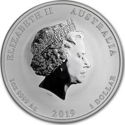 Australia 1 Dollar Year of the Pig 2019  ELIZABETH II AUSTRALIA 1 OZ 9999 SILVER 2019 1 DOLLAR IRB coin obverse Australia 1 Dollar Year of the Pig 2019  ELIZABETH II AUSTRALIA 1 OZ 9999 SILVER 2019 1 DOLLAR IRB coin obverse
