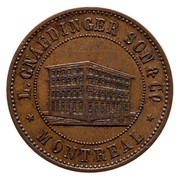 Canada 1 Penny L. Gnaedinger son & CO Montreal token 1852 L.GNAEDINGER SON & CO MONTREAL coin obverse Canada 1 Penny L. Gnaedinger son & CO Montreal token 1852 L.GNAEDINGER SON & CO MONTREAL coin obverse