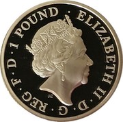 UK 1 Pound Britannia 2018 Proof ELIZABETH II∙D∙G∙REG∙F∙D∙1 POUND ∙ J.C coin obverse UK 1 Pound Britannia 2018 Proof ELIZABETH II∙D∙G∙REG∙F∙D∙1 POUND ∙ J.C coin obverse