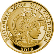 UK 1 Pound Britannia 2018 Proof BRITANNIA 1/20 OZ FINE GOLD 999.9 2018 coin reverse UK 1 Pound Britannia 2018 Proof BRITANNIA 1/20 OZ FINE GOLD 999.9 2018 coin reverse
