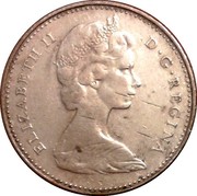 Canada 10 Cents Bluenose sailing Ottawa mint 1968 KM# 72 ELIZABETH II D ∙ G ∙ REGINA coin obverse Canada 10 Cents Bluenose sailing Ottawa mint 1968 KM# 72 ELIZABETH II D ∙ G ∙ REGINA coin obverse