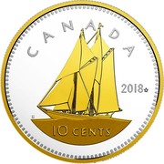 Canada 10 Cents Legacy of the Dime - Maple Leaf 2018 Maple Leaf Proof CANADA 2018 10 CENTS H coin reverse