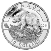 Canada 10 Dollars Grizzly Bear 2014 Proof KM# 1612 CANADA 2014 10 DOLLARS coin reverse Canada 10 Dollars Grizzly Bear 2014 Proof KM# 1612 CANADA 2014 10 DOLLARS coin reverse