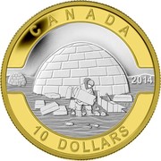 Canada 10 Dollars O Canada Igloo 2014 KM# 1580a CANADA 2014 10 DOLLARS YB coin reverse