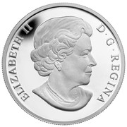 Canada 10 Dollars Skiing Canadian Slopes 2014 Proof KM# 1625.1 ELIZABETH II D ∙ G ∙ REGINA coin obverse Canada 10 Dollars Skiing Canadian Slopes 2014 Proof KM# 1625.1 ELIZABETH II D ∙ G ∙ REGINA coin obverse