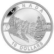 Canada 10 Dollars Skiing Canadian Slopes 2014 Proof KM# 1625.1 CANADA 2014 10 DOLLARS coin reverse Canada 10 Dollars Skiing Canadian Slopes 2014 Proof KM# 1625.1 CANADA 2014 10 DOLLARS coin reverse