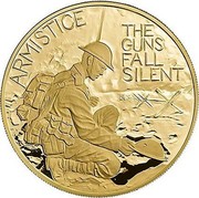 UK 10 Pounds 100th Anniversary of the First World War Armistice 2018 Proof ARMISTICE THE GUNS FALL SILENT coin reverse UK 10 Pounds 100th Anniversary of the First World War Armistice 2018 Proof ARMISTICE THE GUNS FALL SILENT coin reverse