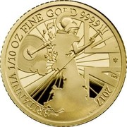 UK 10 Pounds Britannia 2017 Trident Proof BRITANNIA 1/10 FINE GOLD 999.9 2017 LWT coin reverse