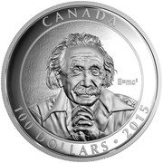 Canada 100 Dollars Albert Einstein Special Theory of Relativity 2015 Proof KM# 2045 CANADA E=MC2 100 DOLLARS ∙ 2015 coin reverse