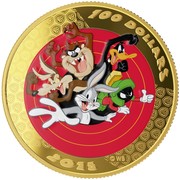 Canada 100 Dollars Bugs Bunny and Friends 2015 Proof KM# 1985 100 DOLLARS 2015 WB coin reverse