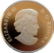 Canada 100 Dollars The Horse 2015 Proof KM# 2047 ELIZABETH II D G REGINA coin obverse Canada 100 Dollars The Horse 2015 Proof KM# 2047 ELIZABETH II D G REGINA coin obverse