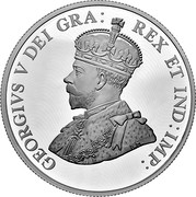 Canada 100 Dollars World War I Angel of Victory - 100th Anniversary of the 1918 First World War 2018 Proof GEORGIVS V DEI GRA: REX ET IND: IMP: RM coin obverse Canada 100 Dollars World War I Angel of Victory - 100th Anniversary of the 1918 First World War 2018 Proof GEORGIVS V DEI GRA: REX ET IND: IMP: RM coin obverse