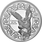 Canada 100 Dollars World War I Angel of Victory - 100th Anniversary of the 1918 First World War 2018 Proof CANADA 1918~2018 100 DOLLARS PY coin reverse Canada 100 Dollars World War I Angel of Victory - 100th Anniversary of the 1918 First World War 2018 Proof CANADA 1918~2018 100 DOLLARS PY coin reverse