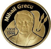 Moldova 100 Lei 100th Birth Anniversary of painter Mihail Grecu 2016 Proof MIHAIL GRECU 1916 1998 coin reverse Moldova 100 Lei 100th Birth Anniversary of painter Mihail Grecu 2016 Proof MIHAIL GRECU 1916 1998 coin reverse
