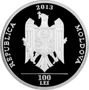 Moldova 100 Lei 1900 years inauguration of Trajan's Column 2013 Proof REPUBLICA 2013 MOLDOVA 100 LEI coin obverse Moldova 100 Lei 1900 years inauguration of Trajan's Column 2013 Proof REPUBLICA 2013 MOLDOVA 100 LEI coin obverse