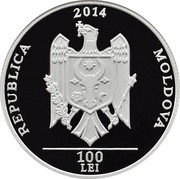 Moldova 100 Lei Dumitru Matcovschi 2014 Proof 2014 REPUBLICA MOLDOVA 100 LEI coin obverse Moldova 100 Lei Dumitru Matcovschi 2014 Proof 2014 REPUBLICA MOLDOVA 100 LEI coin obverse