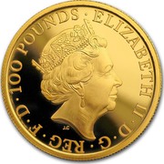 UK 100 Pounds Queen's Beasts Falcon 2019 100 POUNDS ELIZABETH II D G REG F D coin obverse UK 100 Pounds Queen's Beasts Falcon 2019 100 POUNDS ELIZABETH II D G REG F D coin obverse