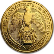 UK 100 Pounds Queen's Beasts The Falcon 2019 FALCON OF THE PLANTAGENETS 2019 1 OZ FINE GOLD 9999 coin reverse UK 100 Pounds Queen's Beasts The Falcon 2019 FALCON OF THE PLANTAGENETS 2019 1 OZ FINE GOLD 9999 coin reverse