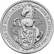UK 100 Pounds Unicorn of Scotland - Queen's Beasts 2019 Bullion UNICORN OF SCOTLAND 1OZ ∙ FINE PLATINUM ∙ 999.5 ∙ 2019 J.C coin reverse UK 100 Pounds Unicorn of Scotland - Queen's Beasts 2019 Bullion UNICORN OF SCOTLAND 1OZ ∙ FINE PLATINUM ∙ 999.5 ∙ 2019 J.C coin reverse