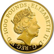 UK 1000 Pounds Queen's Beasts Falcon 2019 1000 POUNDS ELIZABETH II D G REG F D coin obverse