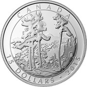 Canada 15 Dollars Artwork by Franklin Carmichael - Carmichael's Landscape 2015 KM# 2003 CANADA 15 DOLLARS 2015 coin reverse