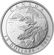 Canada 15 Dollars Artwork by Franklin Carmichael - The Upper Ottawa 2015 KM# 2001 CANADA 15 DOLLARS 2015 coin reverse