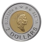 Canada 2 Dollars Knowledge 2000 Proof KM# 399b ELIZABETH II D∙G∙REGINA 2 DOLLARS coin obverse Canada 2 Dollars Knowledge 2000 Proof KM# 399b ELIZABETH II D∙G∙REGINA 2 DOLLARS coin obverse