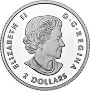 Canada 2 Dollars The Wolf 2016 KM# 1907 ELIZABETH II D G REGINA 2 DOLLARS SB coin obverse Canada 2 Dollars The Wolf 2016 KM# 1907 ELIZABETH II D G REGINA 2 DOLLARS SB coin obverse